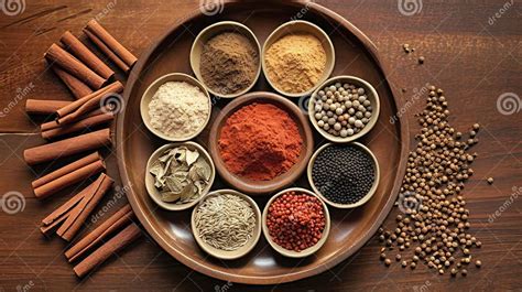 Assortiment d'épices sur une table en bois