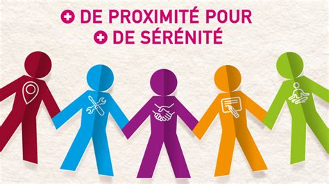 Illustration d'une communauté locale interagissant avec des services de proximité