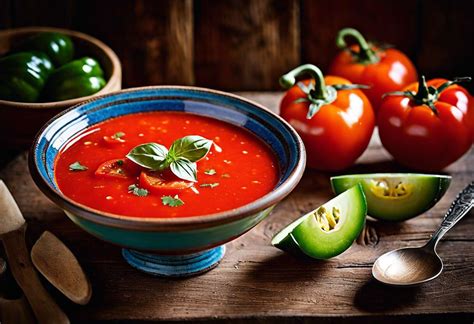 Plat de gazpacho frais avec des légumes frais