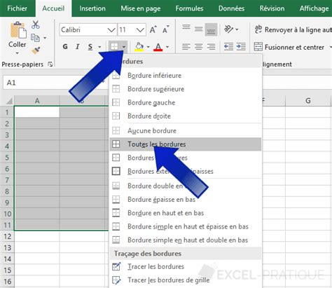 Tableau Excel avec bordures de cellules