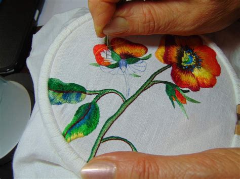 Exemple de broderie en peinture à l'aiguille d'hortensias