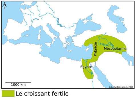 Carte du Croissant fertile montrant les sites archéologiques clés liés à l'origine de l'agriculture