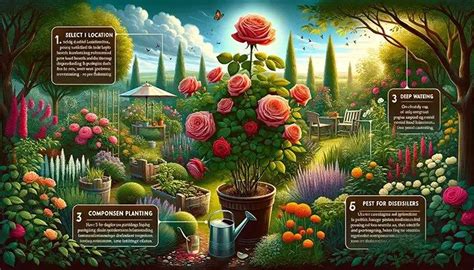 Illustration d'une roseraie luxuriante