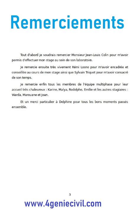 Remerciements au tuteur de stage
