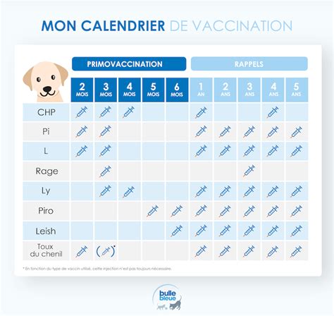 Calendrier de vaccination et de déparasitage pour animaux