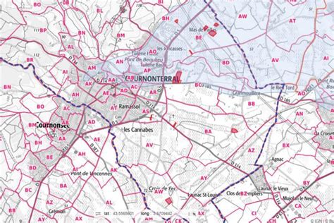Plan de situation de la commune de Cournonterral dans l'Hérault