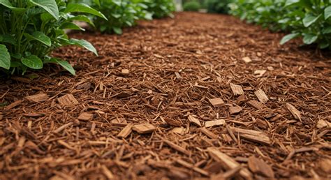 Laine de bois utilisée comme paillage autour de plantes