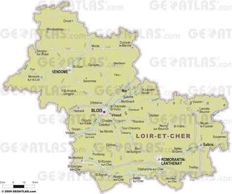 Carte du Loir-et-Cher avec les villes mentionnées