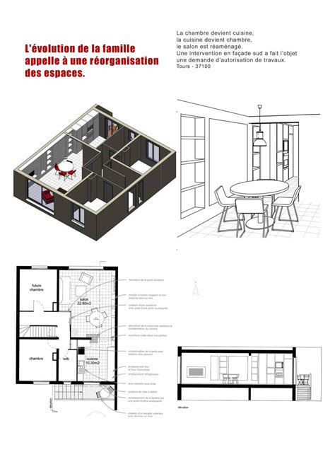 Plan détaillé de l'aménagement intérieur du gîte mettant en avant les espaces de vie et de repos