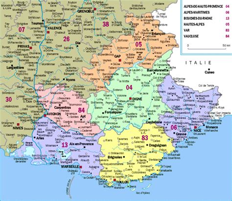 Carte de la Provence avec les zones agricoles et les domaines