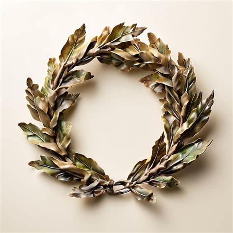 Broderie fine représentant une couronne de laurier entrelacée de roses