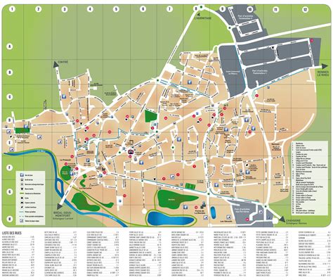 Plan d'une commune avec l'emplacement des entreprises