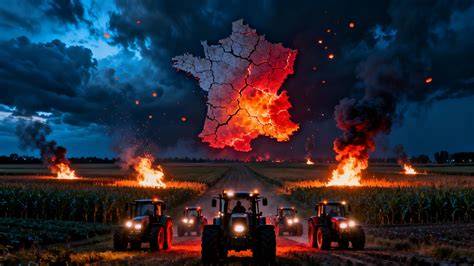 Carte de France avec des points de protestations agricoles