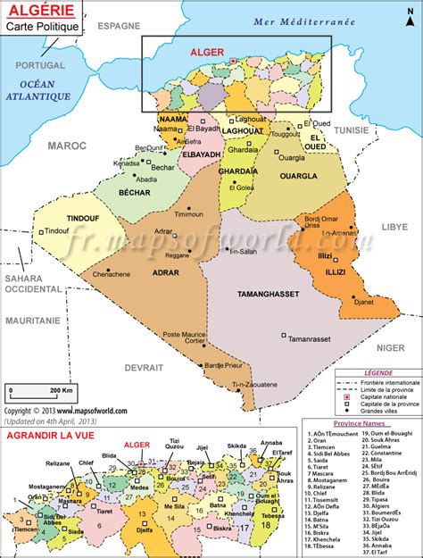 Carte de l'Algérie montrant les zones de culture potentielle de fruits exotiques