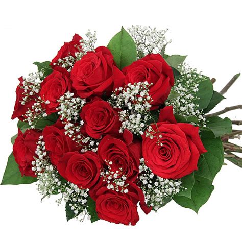 Bouquet de roses rouges et eucalyptus