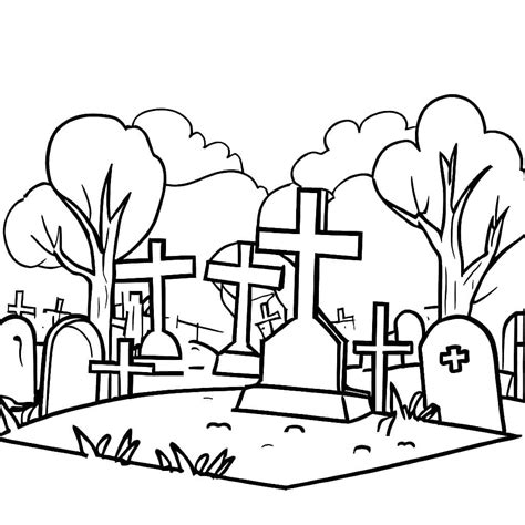 Dessin d'une chapelle avec un cimetière ancien