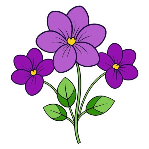 Dessin d'enfant représentant une violette avec ses parties annotées