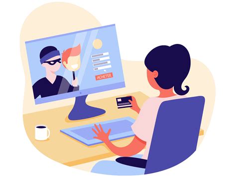 Illustration d'une personne piégée par une arnaque en ligne