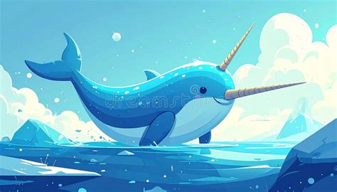 Illustration représentant un narval nageant dans les eaux arctiques