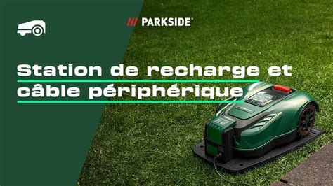 Infographie montrant la connexion entre la station de charge et le robot tondeuse