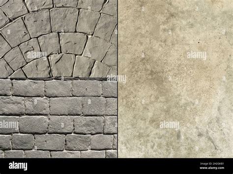 Exemple de bordure en béton décoratif avec différentes textures