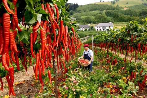 Champ de piments Gorria au Pays Basque
