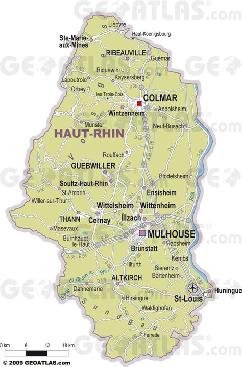 Carte du Haut-Rhin mettant en évidence Habsheim