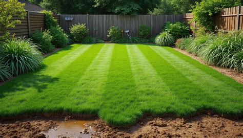 Vue d'ensemble d'un jardin parfaitement entretenu avec un gazon anglais dense et verdoyant