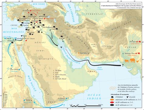 Carte des sites archéologiques du Proche-Orient