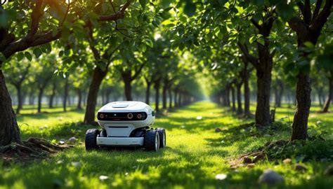 Robot tondeuse dans un verger