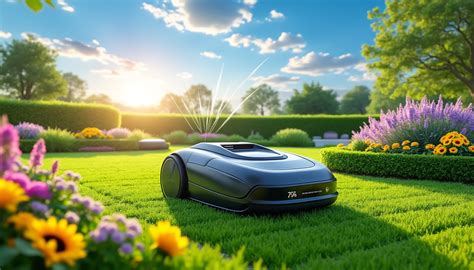 Robots tondeuses autonomes travaillant dans un jardin