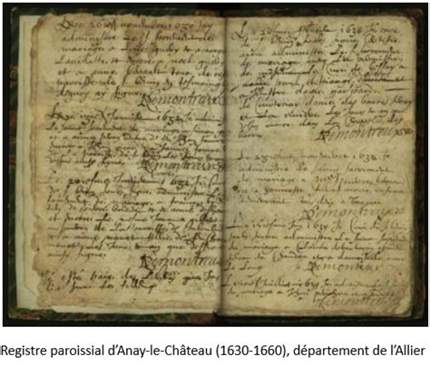 Exemple d'un registre paroissial ancien