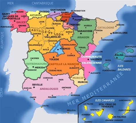 Carte de l'Espagne montrant les principales régions oléicoles