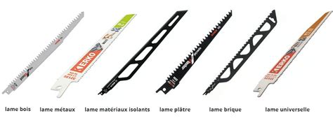 Divers types de lames de scie sabre pour différents matériaux