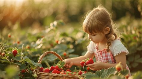 enfants cueillant des fraises