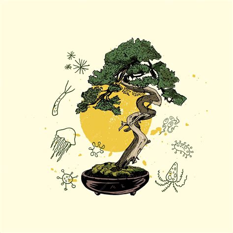 Illustration d'un bonsaï centenaire dans un environnement naturel harmonieux