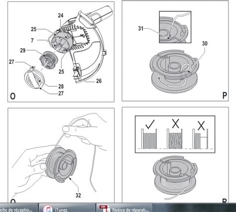 Vue éclatée présentant le montage d'une bobine A6482-XJ sur un coupe-bordure Black et Decker