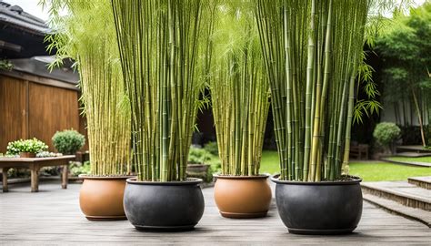 Bambou en pot avec feuilles saines