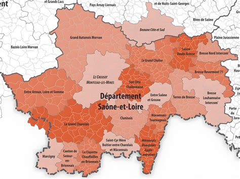 Carte administrative de la Saône-et-Loire mettant en évidence les zones agricoles