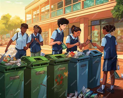 Élèves triant les déchets alimentaires
