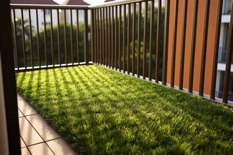 Gazon synthétique rond sur un balcon