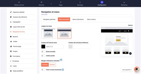 Interface de gestion des catégories et pages sur e-monsite