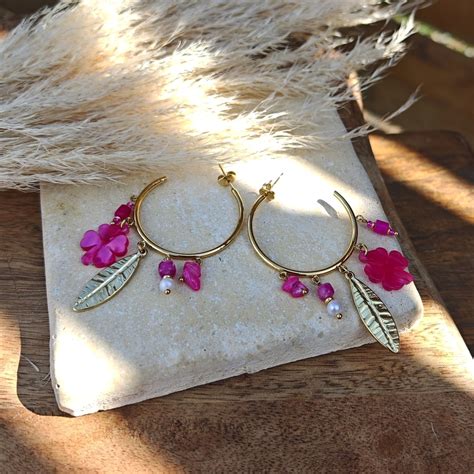 Boucles d'oreilles arabesque rose DIY