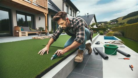 Pose de gazon synthétique sur une terrasse