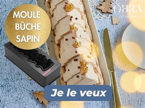 Schéma de montage en couches d'une bûche de Noël dans un moule en silicone