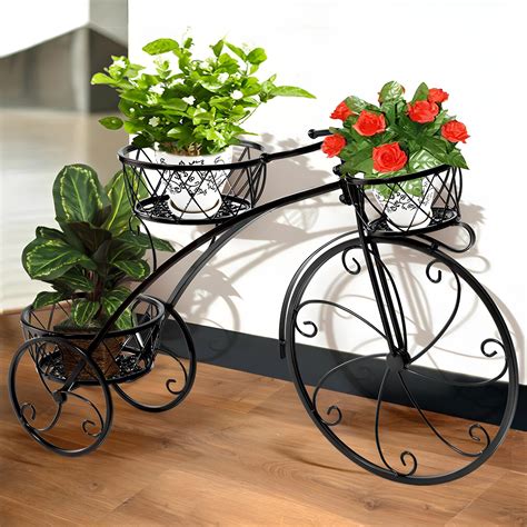 Porte-plante vélo noir avec plantes