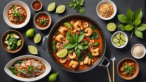 Ingrédients frais pour cuisine thaïlandaise : citronnelle, piment, coriandre