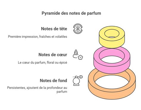 Pyramide olfactive schématique d'un parfum avec Hibiscus, Ylang-ylang et Lait de Coco