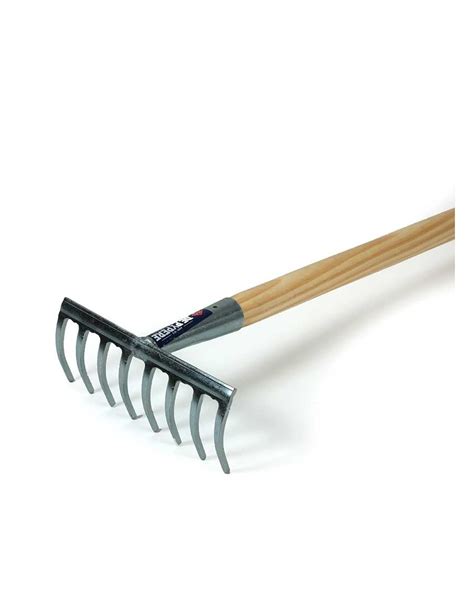 Comparaison visuelle entre un râteau (dents droites) et un croc (dents recourbées)