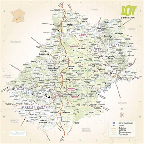 Carte du Lot avec des icônes de fermes indiquant les points de vente directe